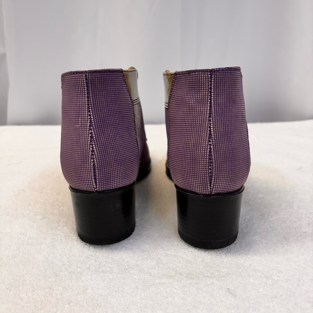 Nicole St. Louis Handcrafted Purple & Tan Two-Tone Lace-Up Booties - Picture 6 of 15